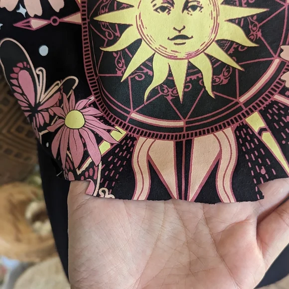 Cosmic Love M Graphic Boxy Crop Custom Cut Cropped Tank Top Hippie Celestial - Picture 6 of 10